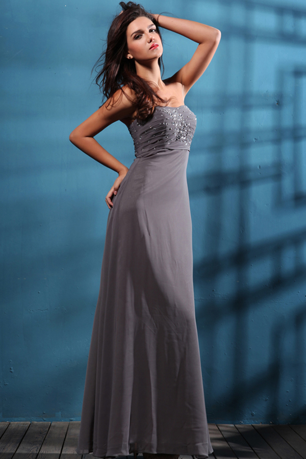 Elegant Strapless A-line Formal Evening Dress - Click Image to Close